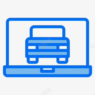 笔记本电脑汽车服务74蓝色图标