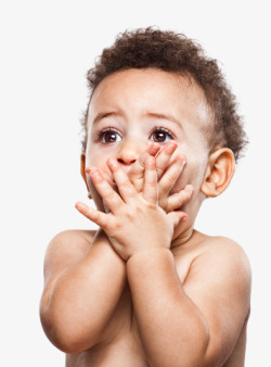 三岁黑人婴儿吃惊表情捂嘴免扣叫我穆三岁摄影类高清图片