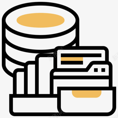 文件存储数据库管理18黄色阴影图标