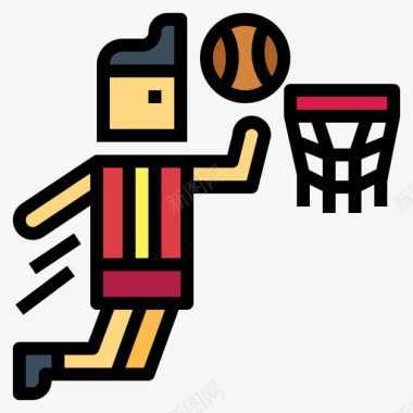 篮球运动203线性颜色图标