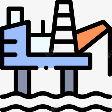 石油平台工业流程55线性颜色图标