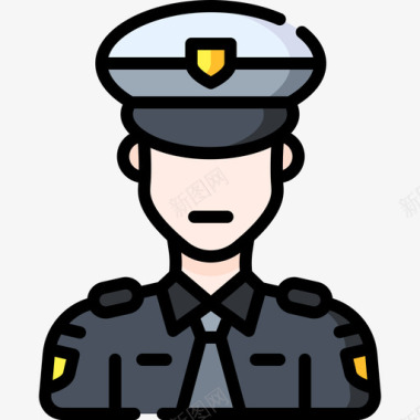 警察工作和职业化身7线性颜色图标