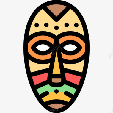 非洲面具非洲23线性颜色图标
