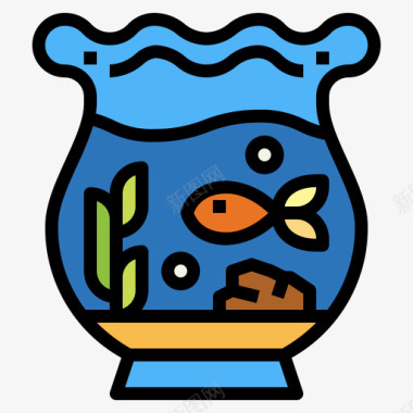 鱼缸宠物63线性颜色图标