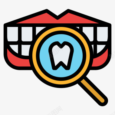 牙齿护理健康和卫生4线性颜色图标