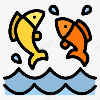 鱼类生态环境11线色图标