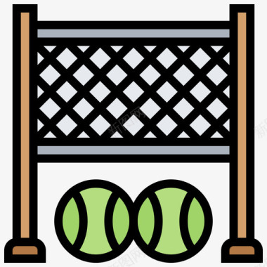 网网球元素1线颜色图标