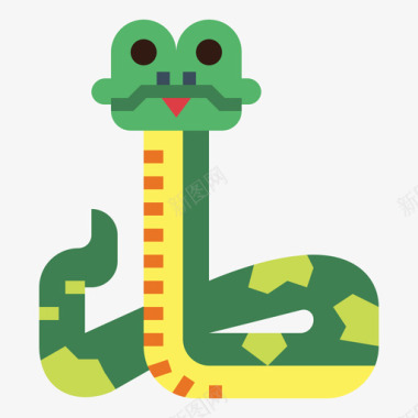 蛇宠物61扁平图标
