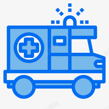 急救车医疗保健29蓝色图标