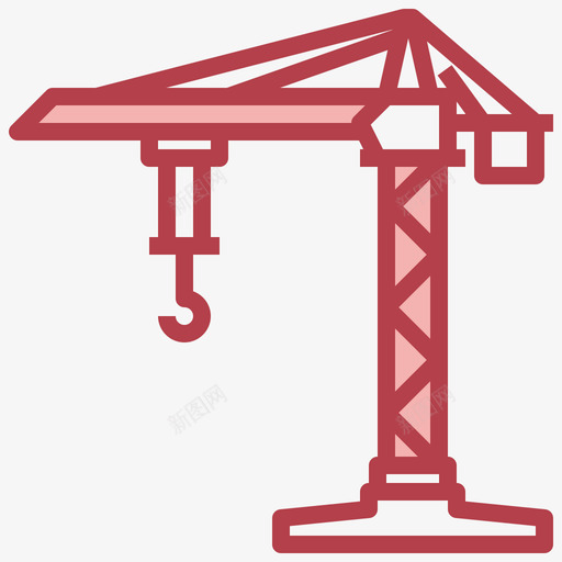 塔吊建筑和施工9红色svg_新图网 https://ixintu.com 塔吊 工地塔吊 建筑 施工 红色