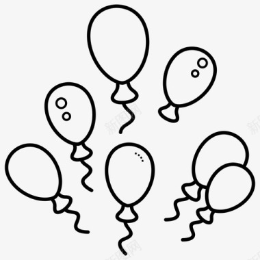 气球生日卡通图标