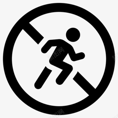 禁止跑步安全禁止赛跑图标