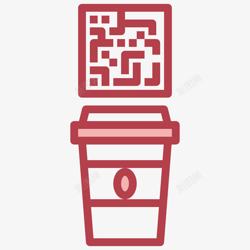 咖啡条形码和二维码11红色svg_新图网 https://ixintu.com 咖啡 条形码 二维 红色