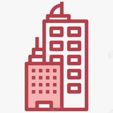 建筑建筑和建筑9红色图标