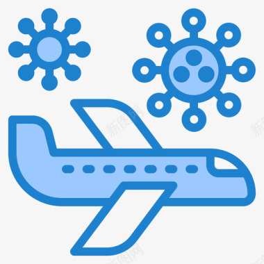 飞机冠状病毒100蓝色图标