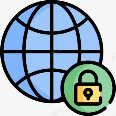 全球安全网页托管93线性颜色图标