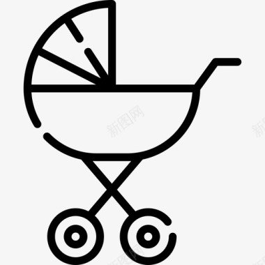 婴儿车家庭生活51线性图标