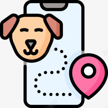 狗跟踪应用程序宠物商店92线性颜色图标