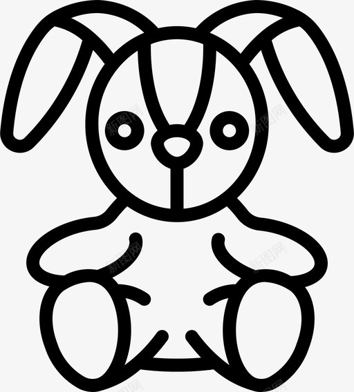 兔子软玩具2线性svg_新图网 https://ixintu.com 兔子 玩具 线性