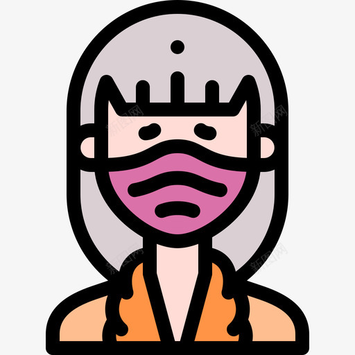 老太婆头像带医用面具1线性颜色svg_新图网 https://ixintu.com 老太婆 头像 医用 面具 线性 颜色