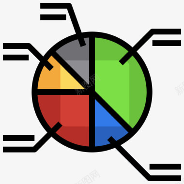 饼图银行和金融49线性颜色图标
