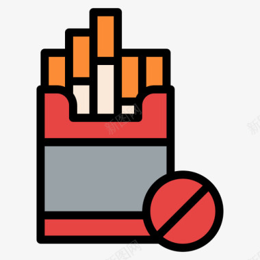 不吸烟饮食健身6线性颜色图标