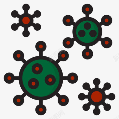 冠状病毒冠状病毒99线状颜色图标