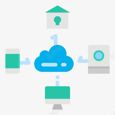 云数据物联网143扁平图标