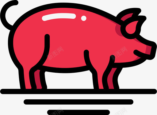 猪农业71线性颜色图标