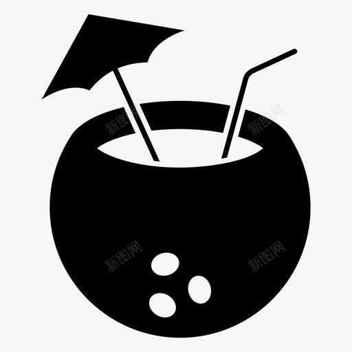 椰子汁椰子饮料椰子奶svg_新图网 https://ixintu.com 饮料 椰子汁 椰子 新鲜 果汁 热带 食品 字形 图标