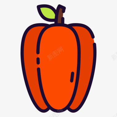 甜椒水果和蔬菜6线颜色图标