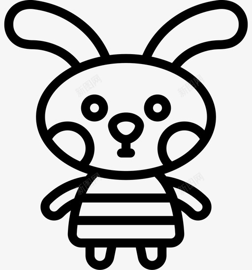 兔子软玩具2线性svg_新图网 https://ixintu.com 兔子 玩具 线性