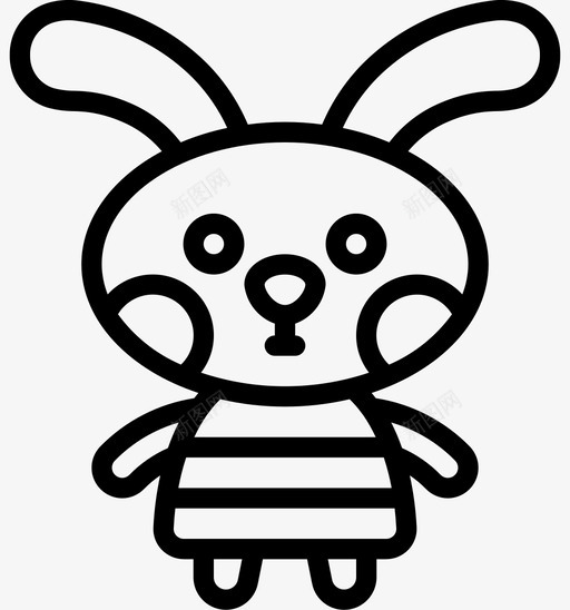 兔子软玩具2线性svg_新图网 https://ixintu.com 兔子 玩具 线性