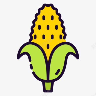 玉米水果和蔬菜6线形颜色图标