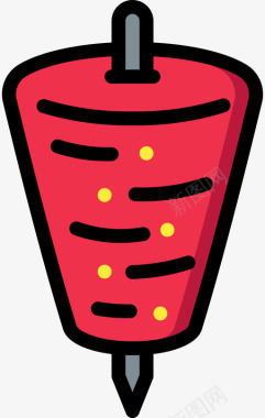 烤肉串街头食品15线性颜色图标