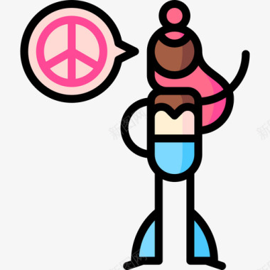 和平世界之爱5线条色彩图标