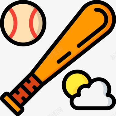 棒球夏季运动会3线性颜色图标