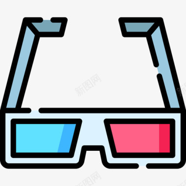 3d眼镜媒体技术37线性彩色图标