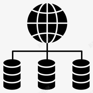 全球托管数据共享数据库网络图标