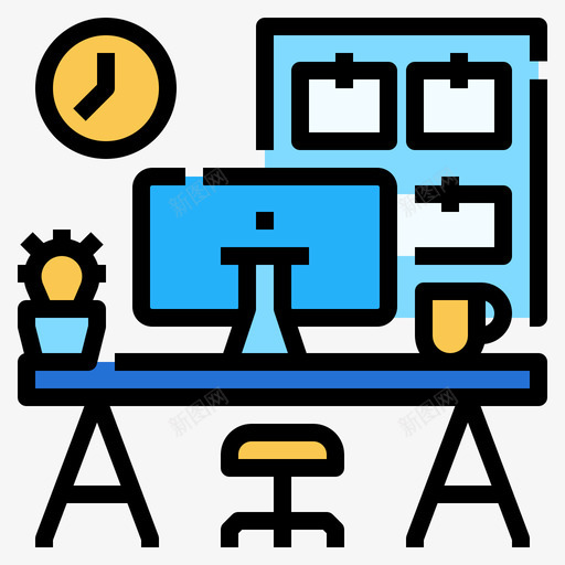 工作场所在家工作2线性颜色svg_新图网 https://ixintu.com 工作 工作场 场所 在家 线性 颜色