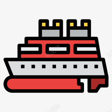 邮轮运输214线性颜色图标