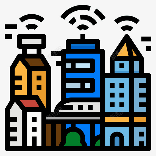 智慧城市物联网140线性色彩svg_新图网 https://ixintu.com 智慧 城市 联网 线性 色彩
