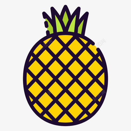 菠萝水果和蔬菜6线形颜色svg_新图网 https://ixintu.com 菠萝 水果 蔬菜 线形 颜色