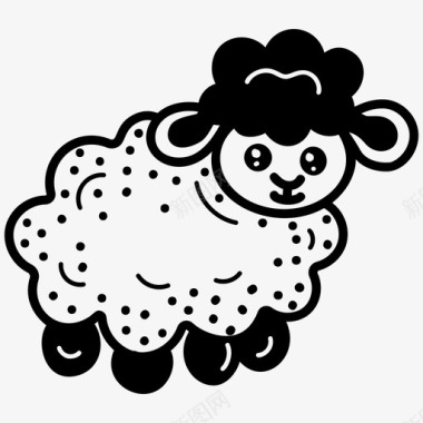 绵羊羔羊卡通牛农场动物图标