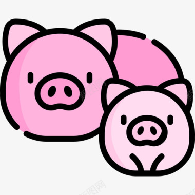 猪动物福利2线性颜色图标