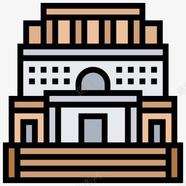 国学大歌剧地标55线条色彩图标