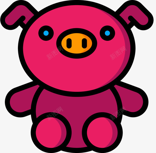 猪软玩具4线性颜色svg_新图网 https://ixintu.com 玩具 线性 颜色