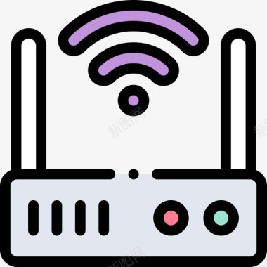 调制解调器通信218线性彩色图标