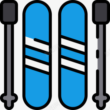 滑雪板北极42线性颜色图标