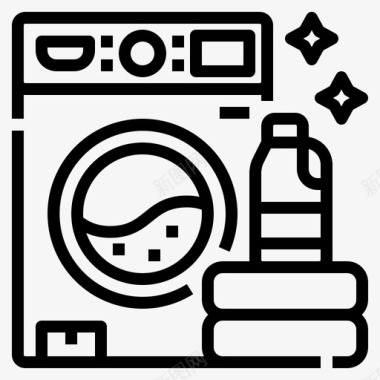洗衣机家庭活动线性图标